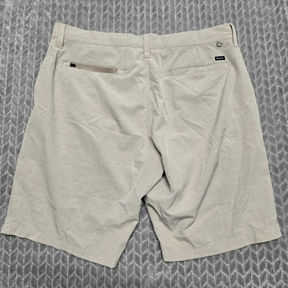 RVCA Mens Size 33 Khaki Hybrid Dual Purpose Trunks Walk shorts Tan Stretch